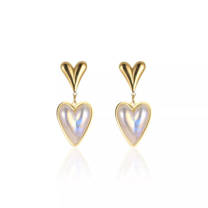 Heart - Shaped Pearl Drop Earrings - NORIVE