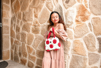 Norive Crochet Rose Tote – Handmade Floral Wool Bag with Top Handles - NORIVE