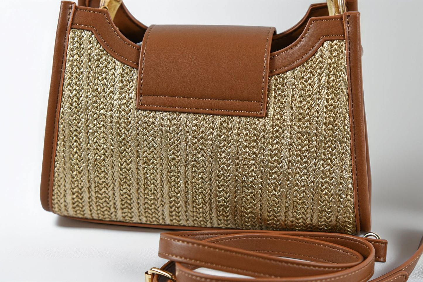 Rear woven texture details of NORIVE Isla Bamboo Satchel