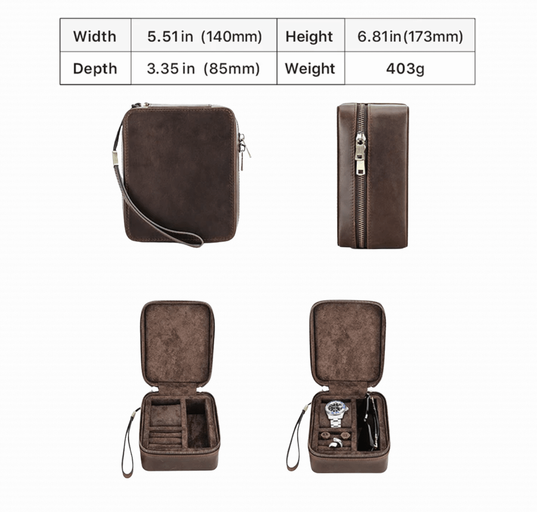 NORIVE | Premium Crazy Horse Leather Travel Watch & Jewelry Case - NORIVE