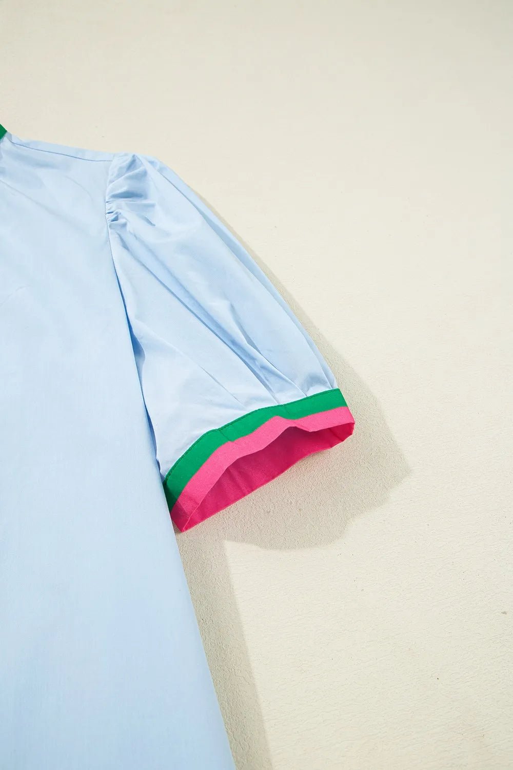 Notched Puff Sleeve Swing Dress - NORIVE