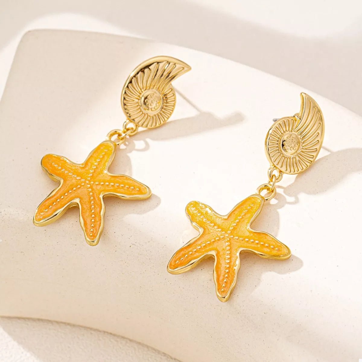 Ocean Shell Starfish Drop Earrings - NORIVE
