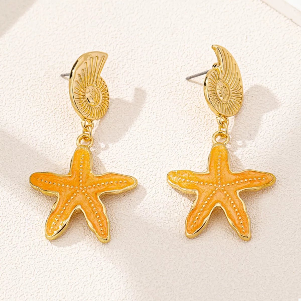 Ocean Shell Starfish Drop Earrings - NORIVE
