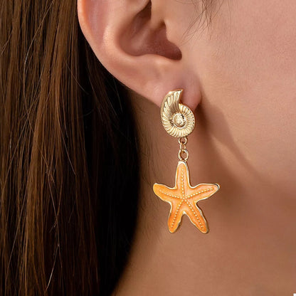 Ocean Shell Starfish Drop Earrings - NORIVE