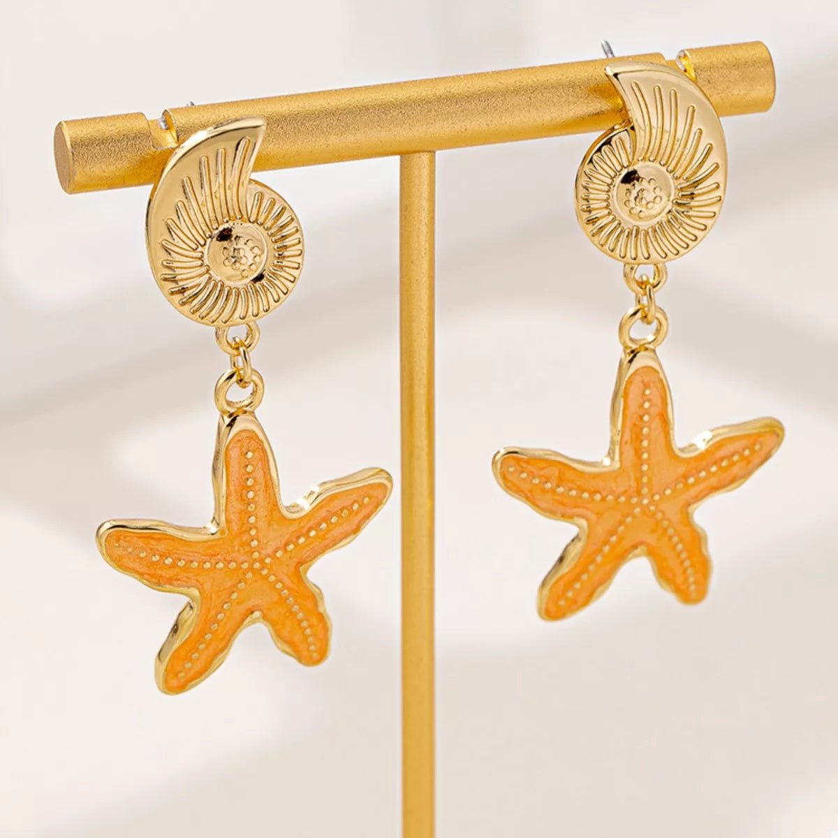 Ocean Shell Starfish Drop Earrings - NORIVE
