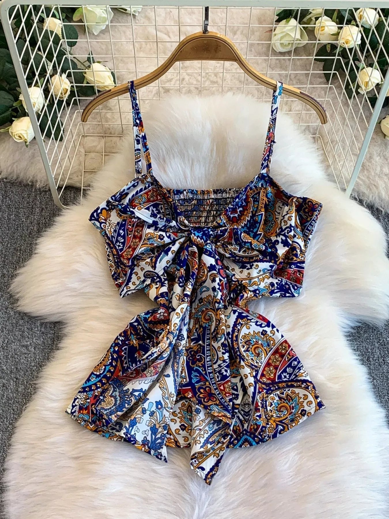 Printed Cami and Wide Leg Pants Set - NORIVE