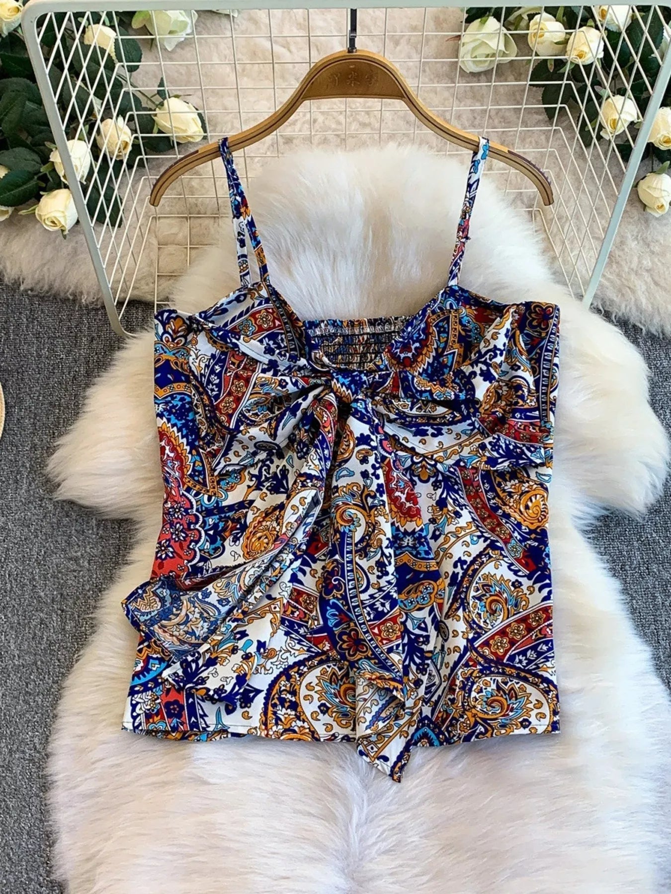 Printed Cami and Wide Leg Pants Set - NORIVE