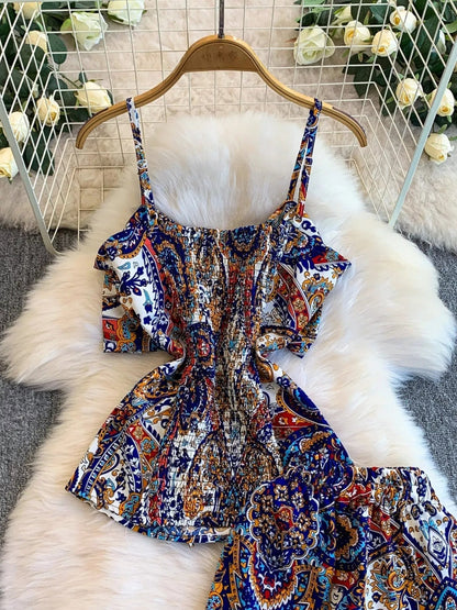 Printed Cami and Wide Leg Pants Set - NORIVE