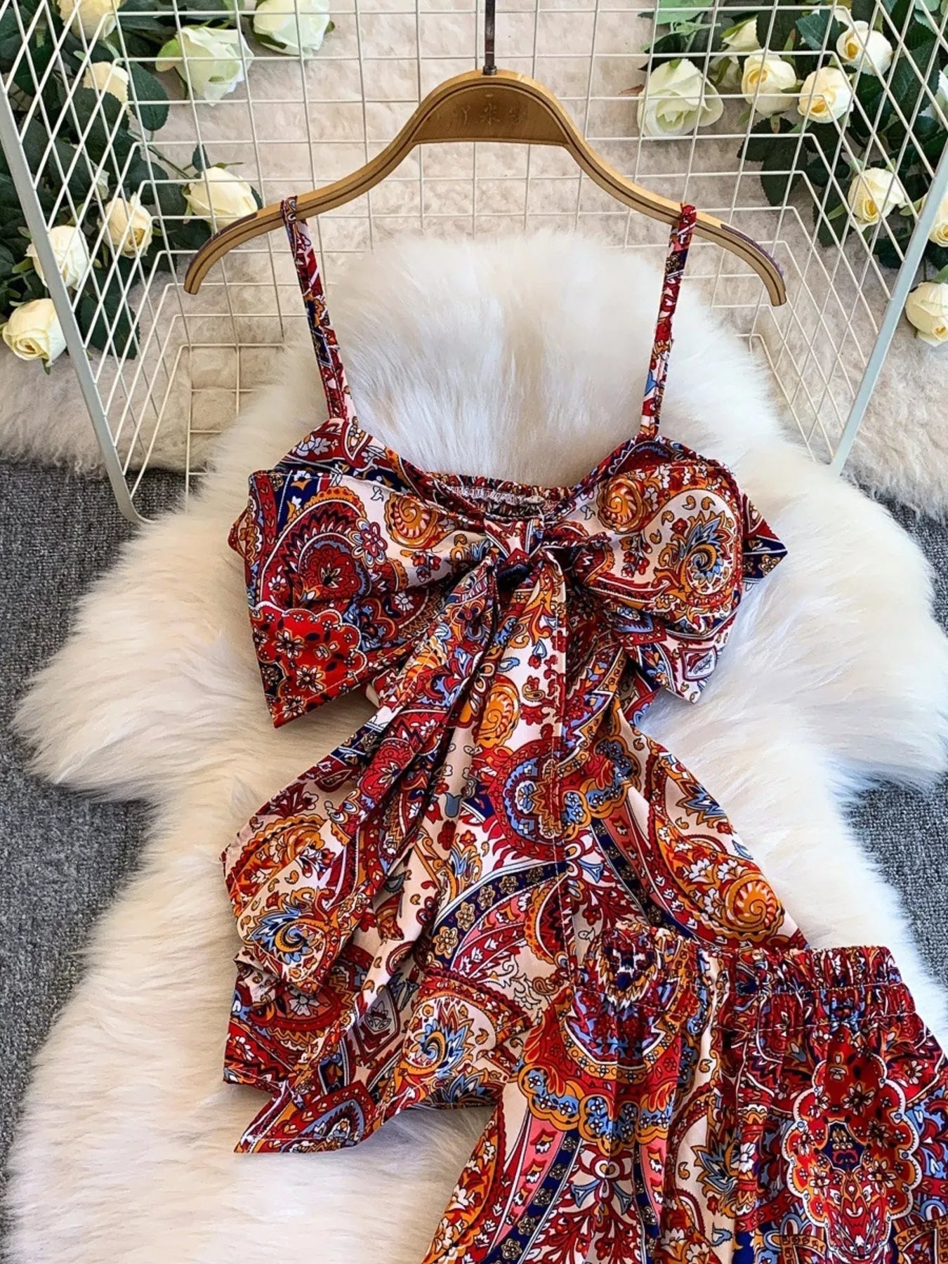 Printed Cami and Wide Leg Pants Set - NORIVE