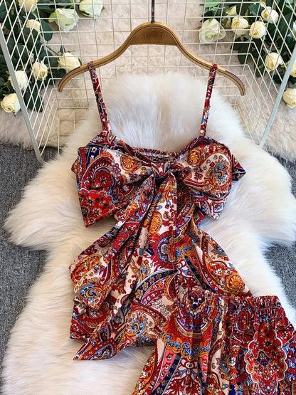 Printed Cami and Wide Leg Pants Set - NORIVE