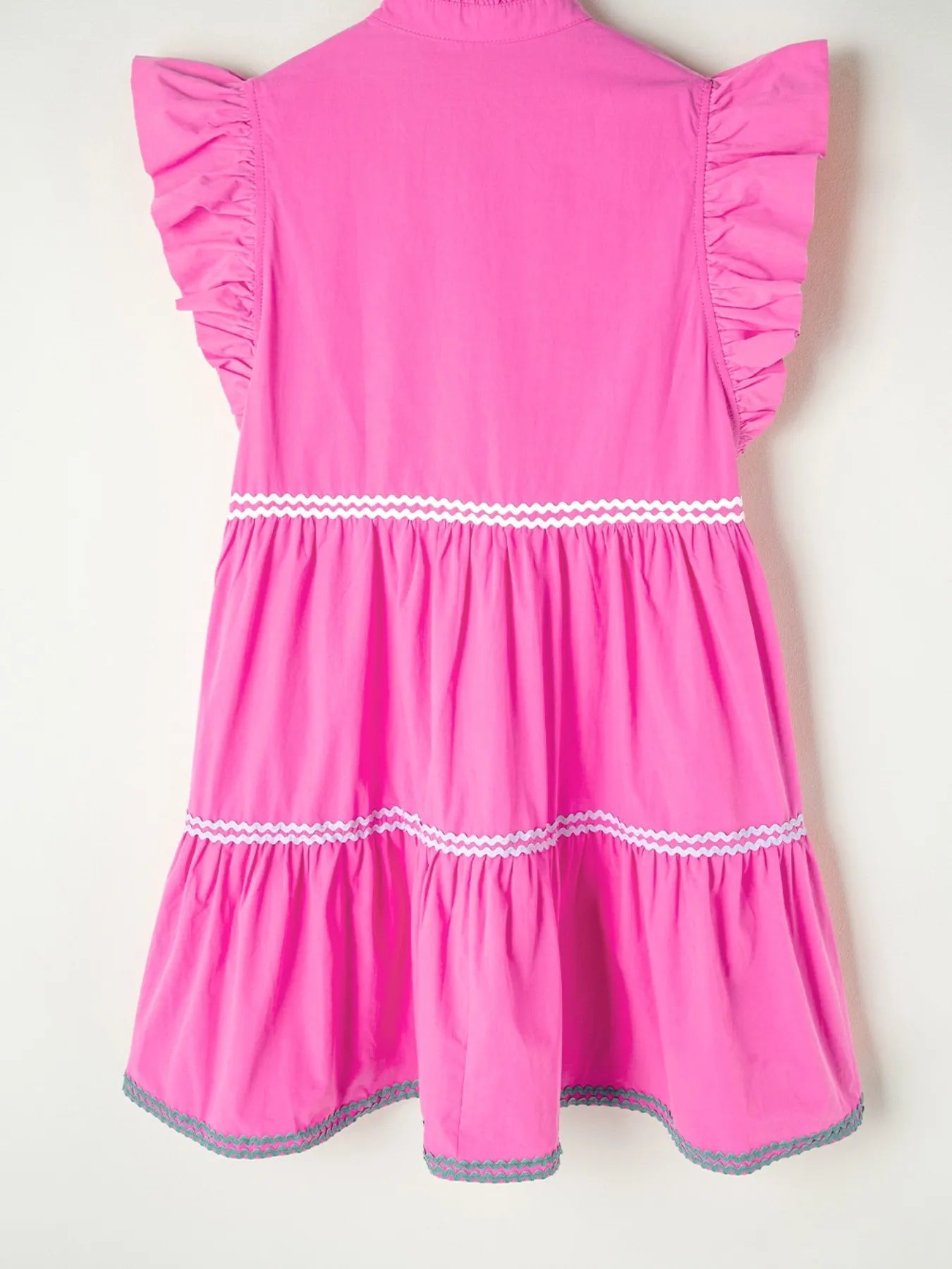 Ric Rac Colorblock Flutter Sleeve Tiered Dress - NORIVE