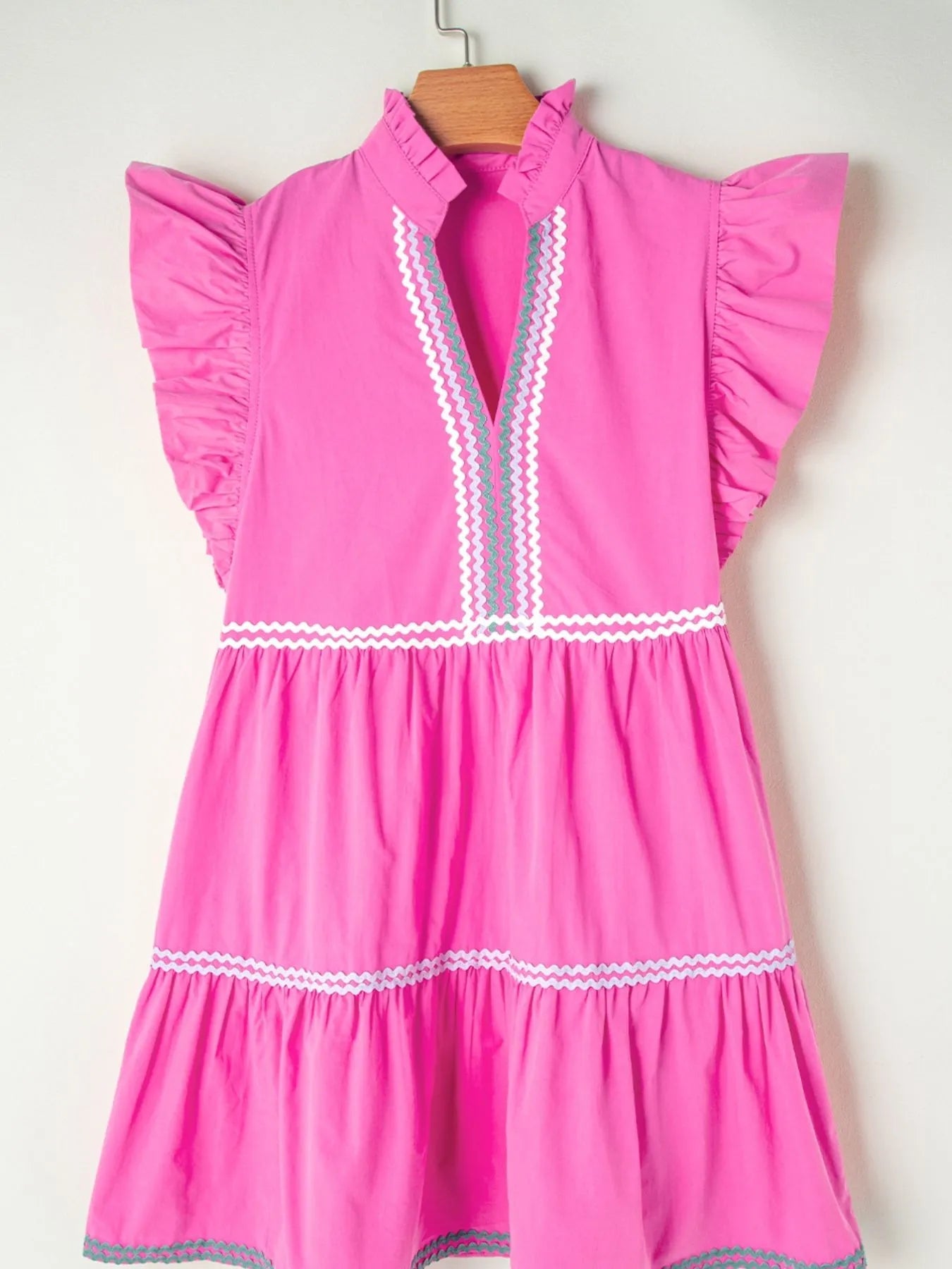 Ric Rac Colorblock Flutter Sleeve Tiered Dress - NORIVE