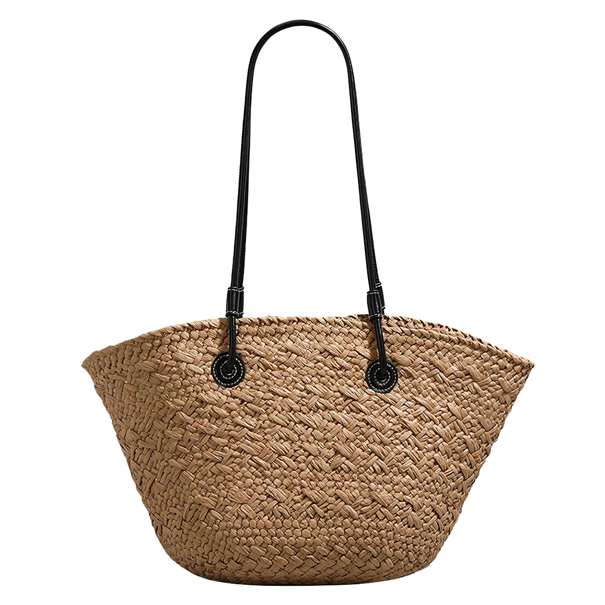 Norive Coastal Straw Tote | Woven Beach Bag with Leather Handles