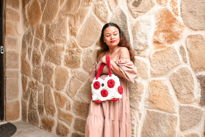 Norive Crochet Rose Tote – Handmade Floral Wool Bag with Top Handles
