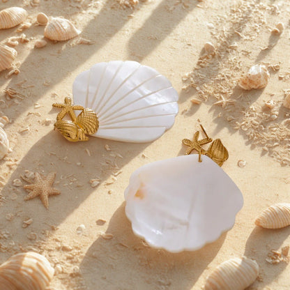 Solea Shell Earrings - Coastal Chic Gold Statement Jewelry | NORIVE - NORIVE