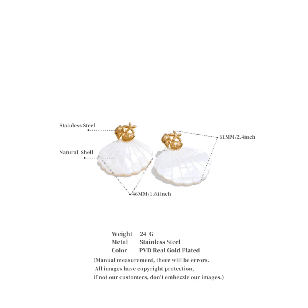Solea Shell Earrings - Coastal Chic Gold Statement Jewelry | NORIVE - NORIVE