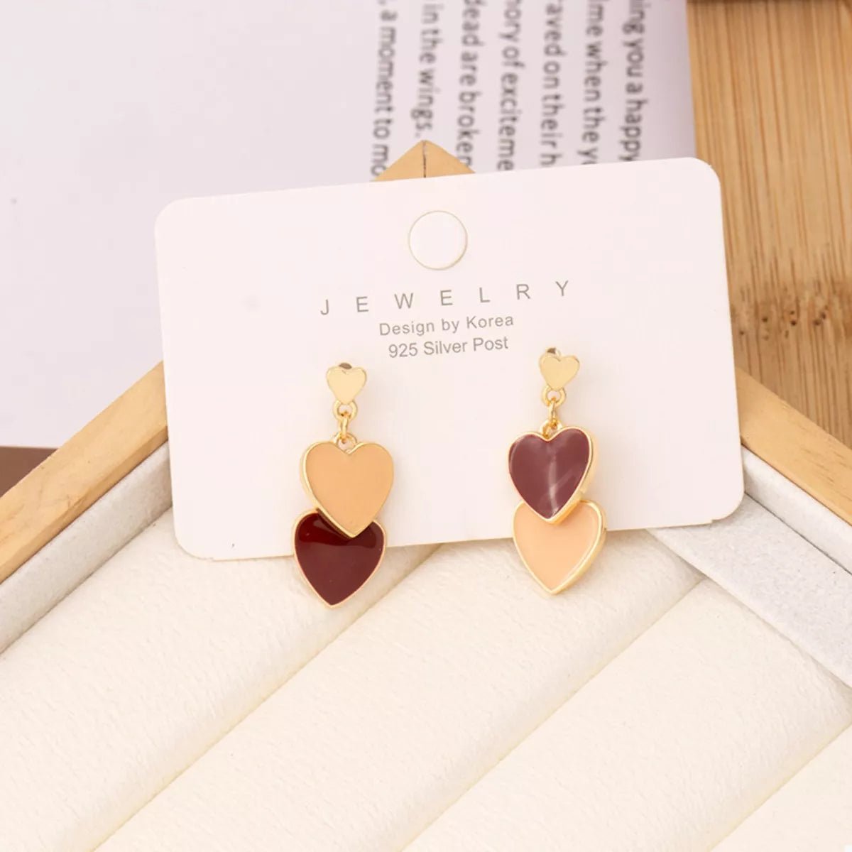 Sweet Doubl Heart Drop Earrings - NORIVE