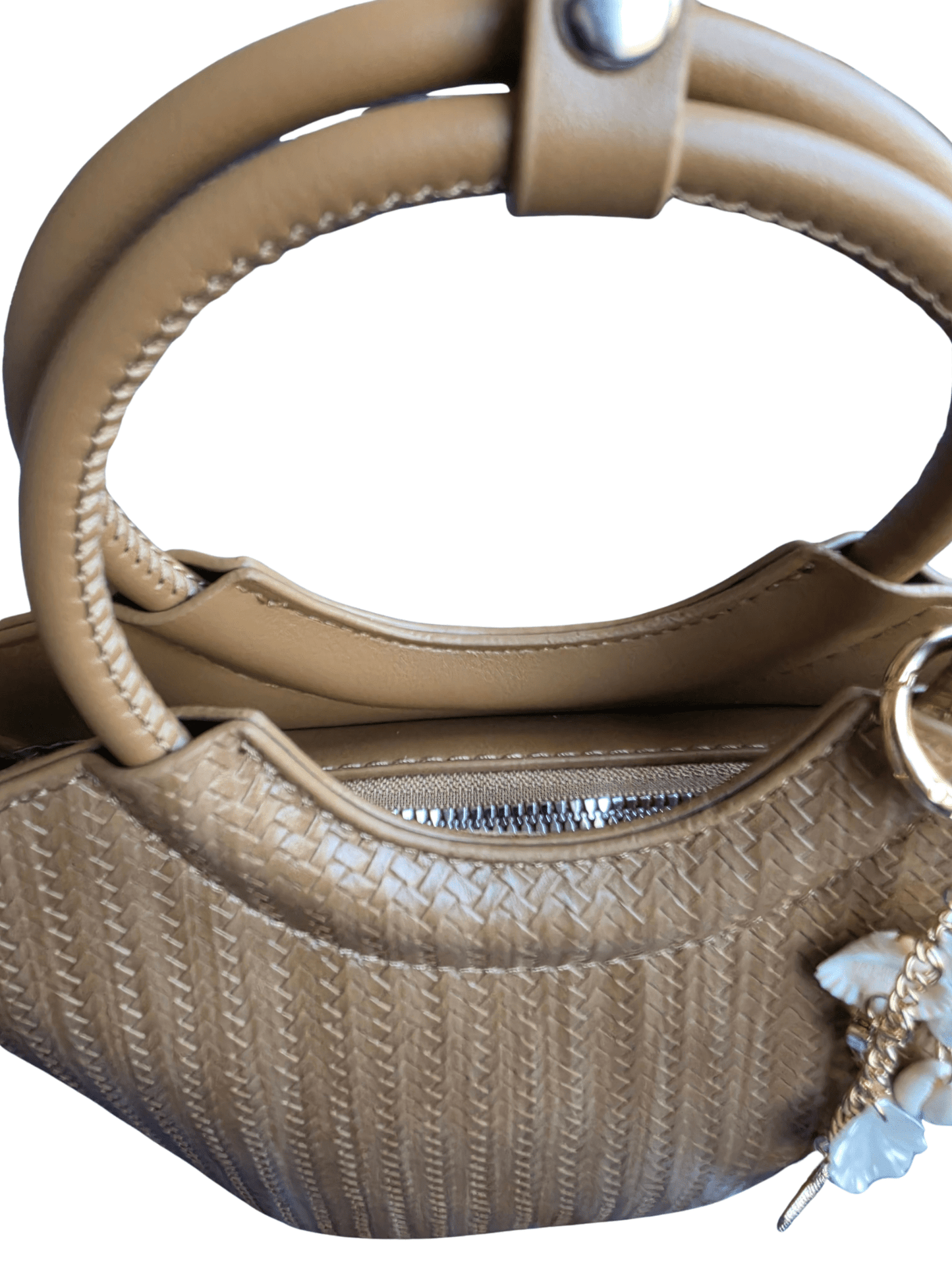 Taupe Woven Top Handle Crossbody Handbag | NORIVE - NORIVE