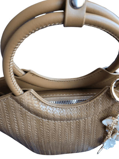 Taupe Woven Top Handle Crossbody Handbag | NORIVE - NORIVE