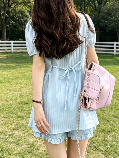 Tied Button Up Shirt and Shorts Set - NORIVE