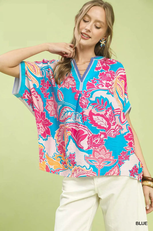 Umgee Abstract Print Oversized Top - NORIVE