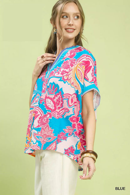 Umgee Abstract Print Oversized Top - NORIVE