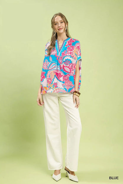 Umgee Abstract Print Oversized Top - NORIVE