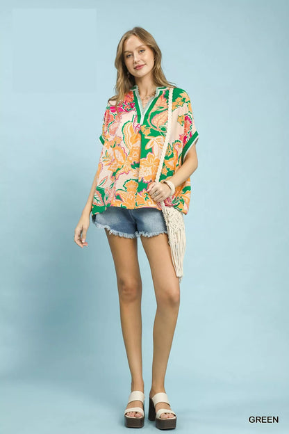 Umgee Abstract Print Oversized Top - NORIVE