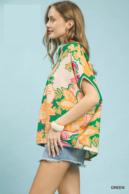 Umgee Abstract Print Oversized Top - NORIVE