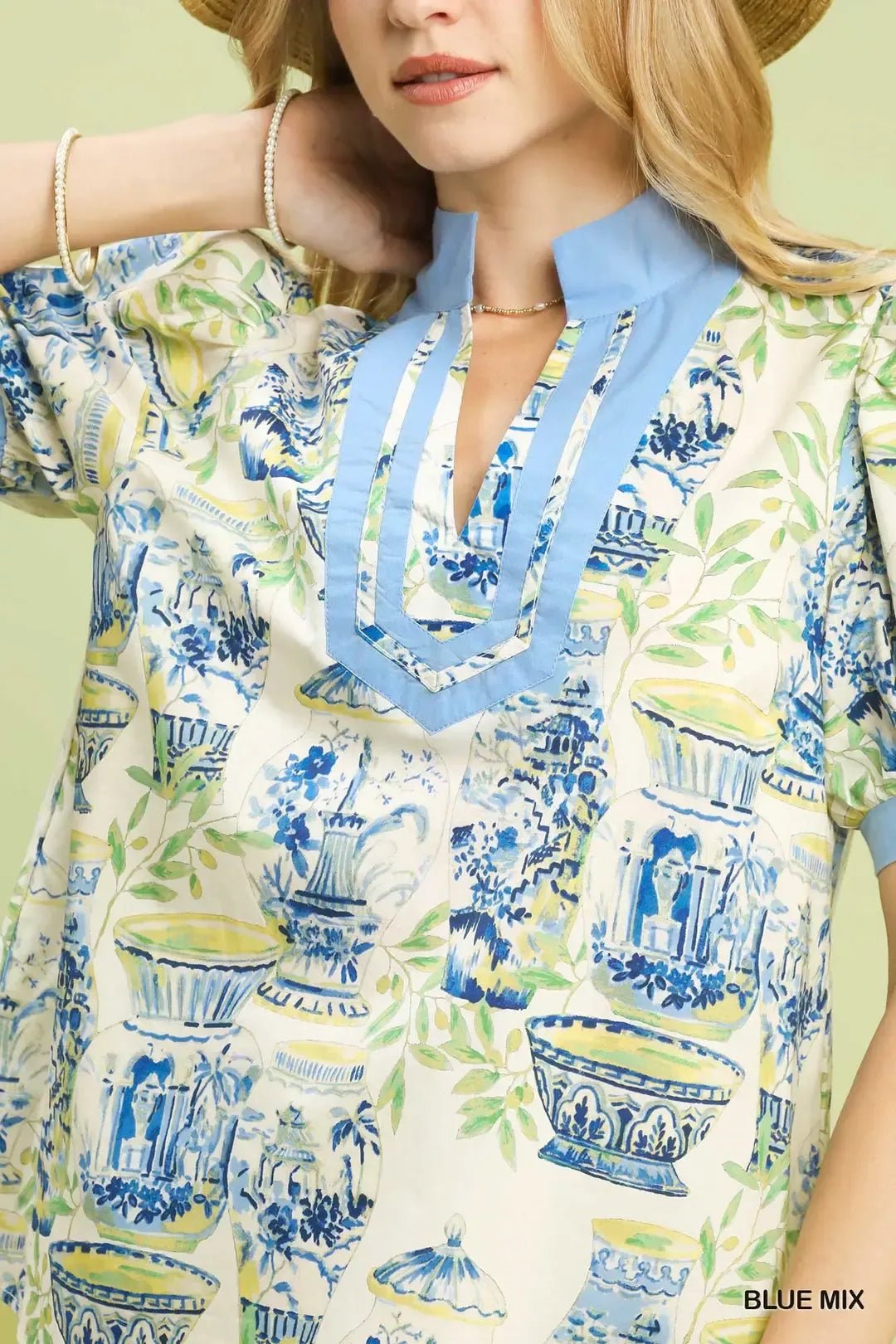 Umgee Abstract Print V - Neck Top - NORIVE