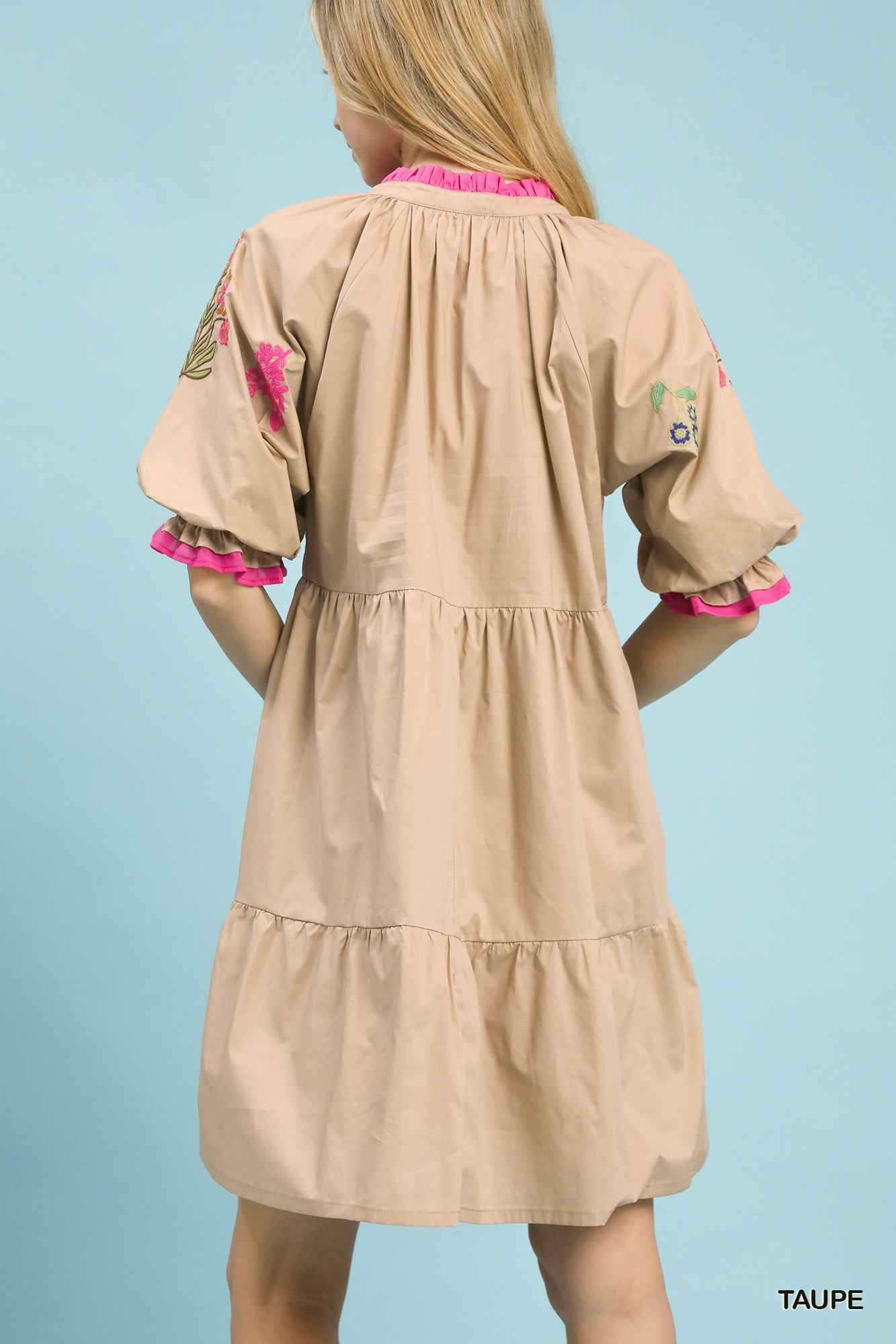 Umgee Embroidered Floral Tiered Dress - NORIVE