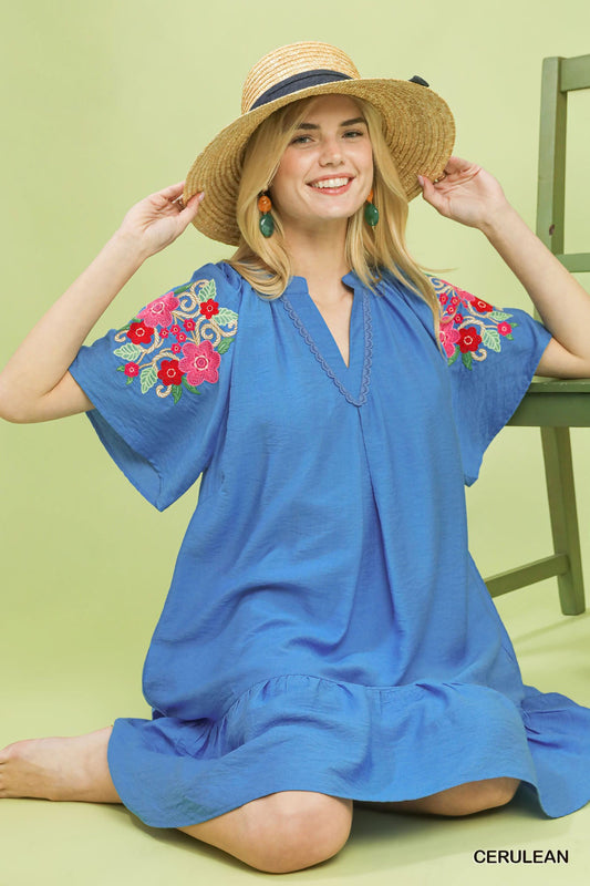 Umgee Embroidered Shoulder Dress - NORIVE