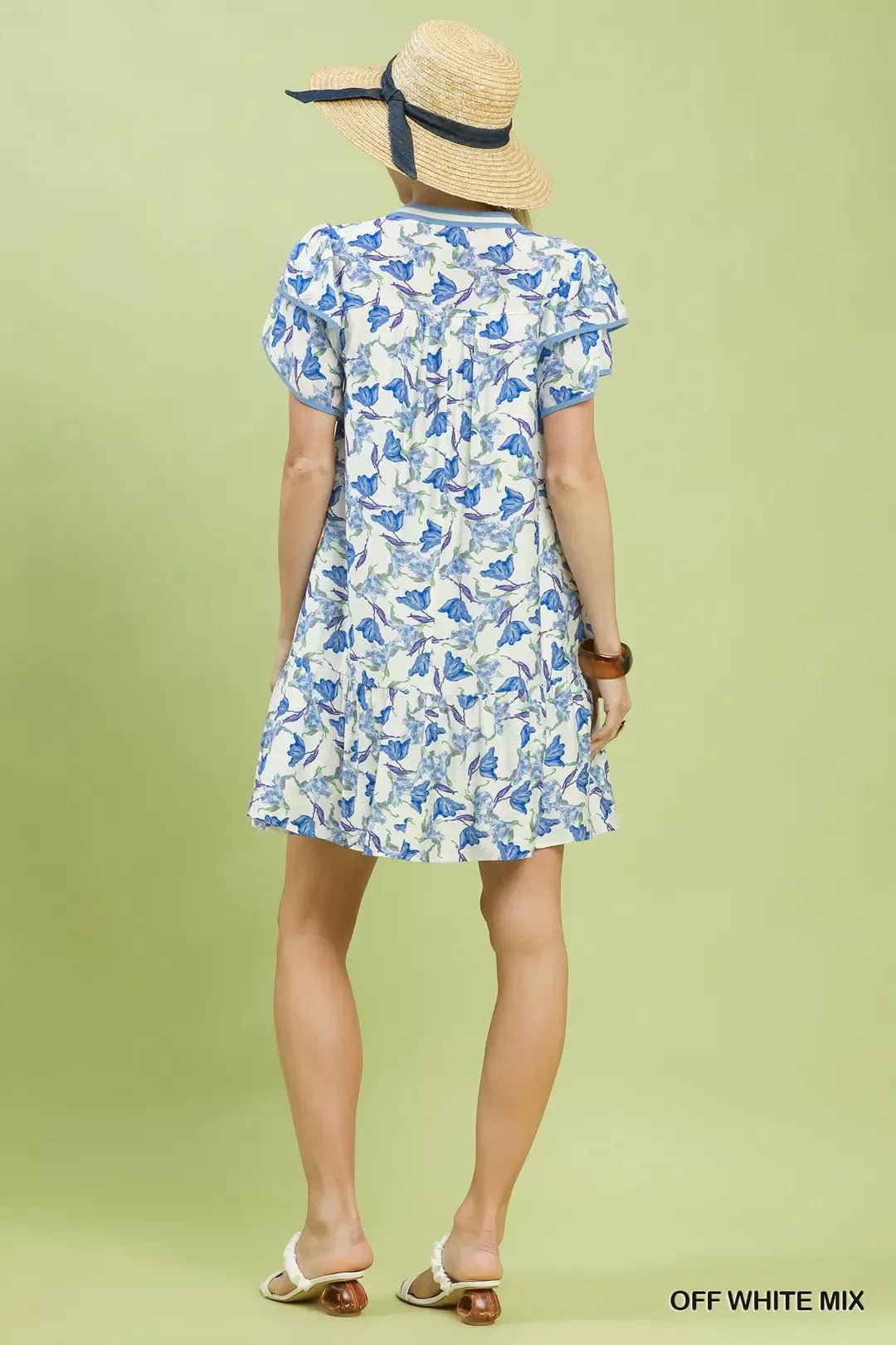 Umgee Floral Flutter Sleeve Tiered Dress - NORIVE