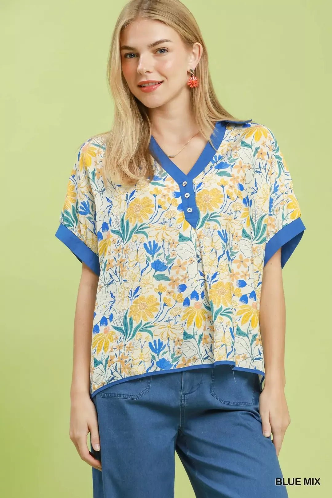 Umgee Floral Print Oversized Top - NORIVE