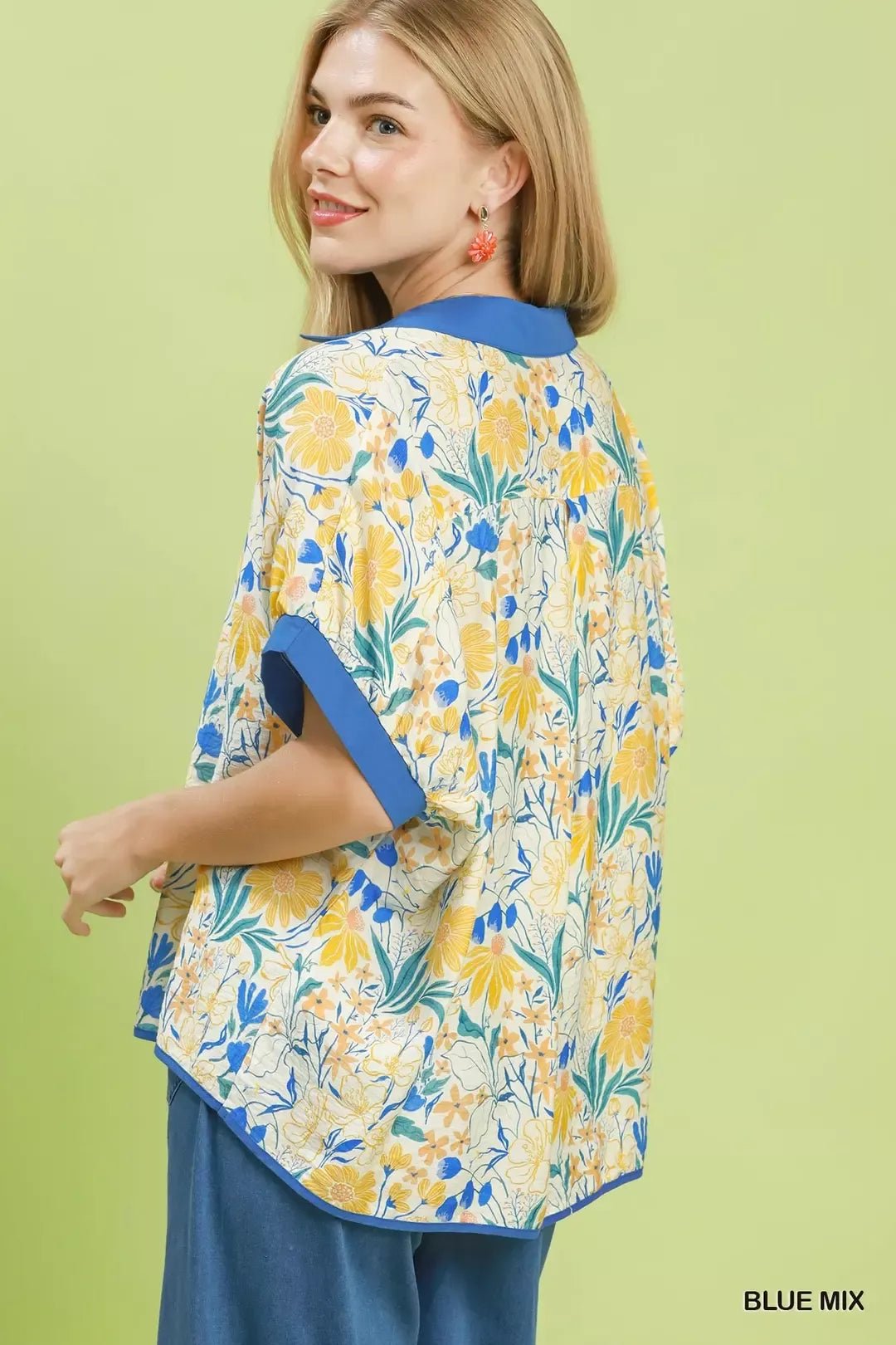 Umgee Floral Print Oversized Top - NORIVE