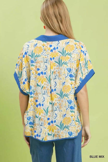 Umgee Floral Print Oversized Top - NORIVE