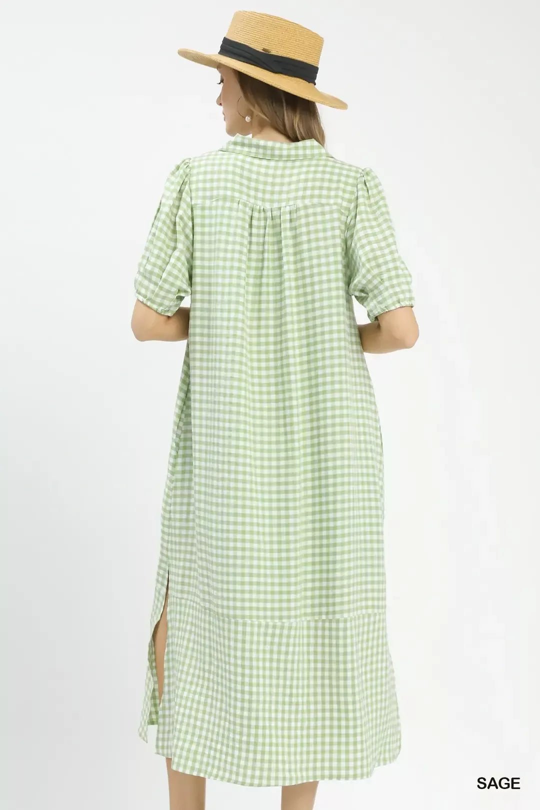 Umgee Gingham Midi Dress with Side Pockets - NORIVE