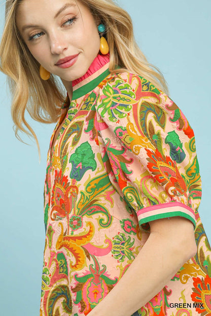 Umgee Jacquard Abstract Print Top - NORIVE