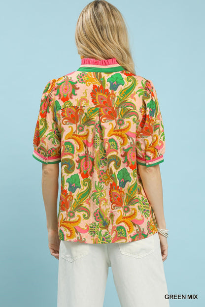 Umgee Jacquard Abstract Print Top - NORIVE