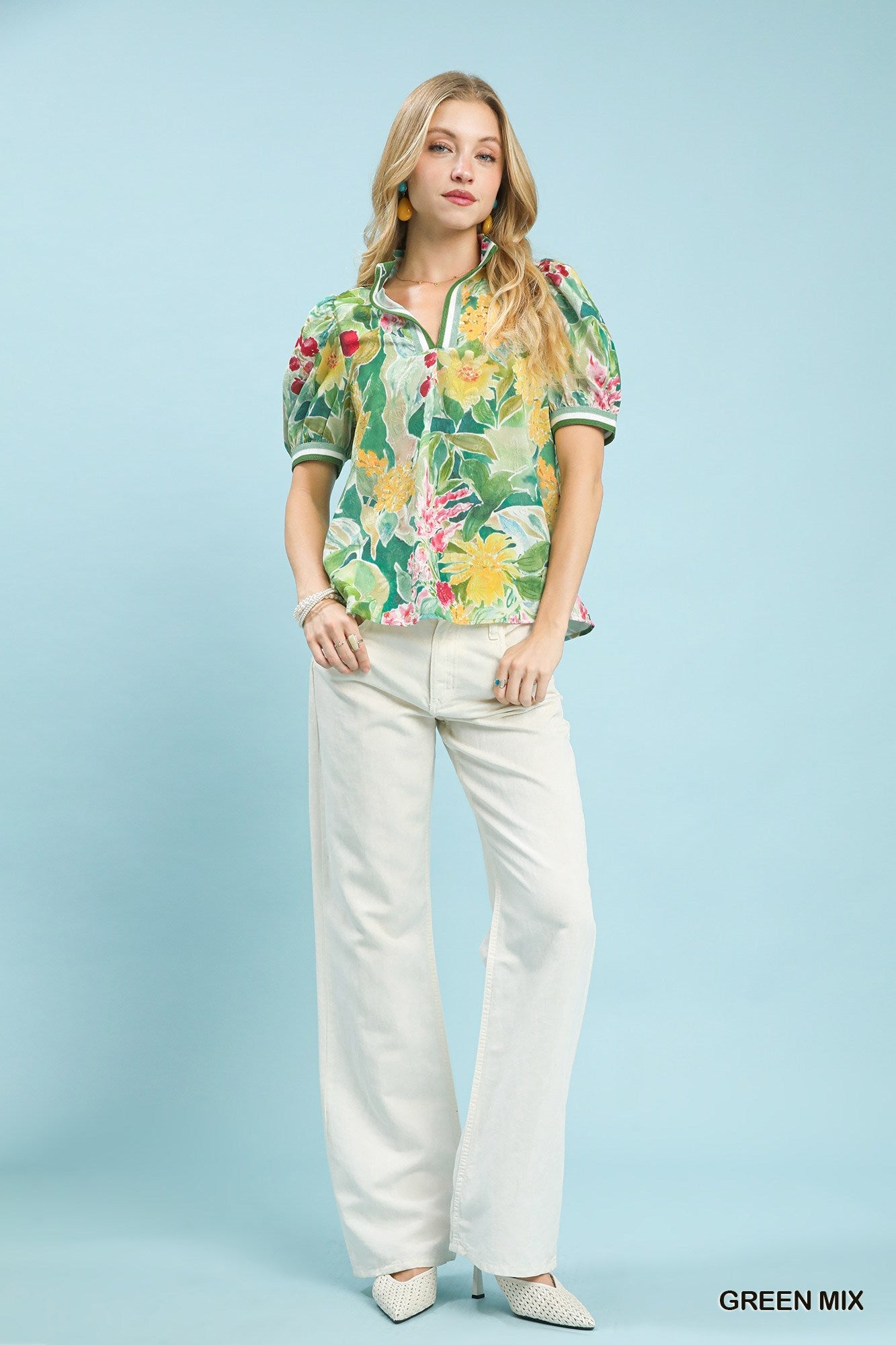Umgee Jacquard Bloomscape Print Top - NORIVE