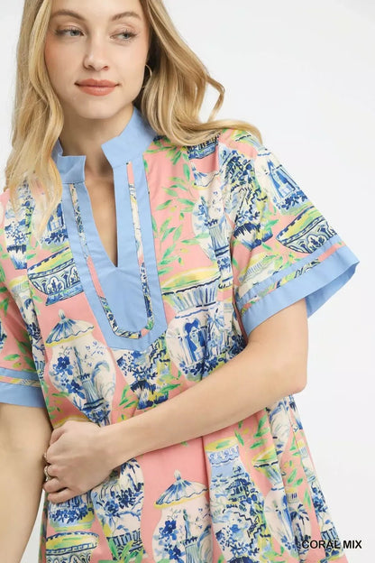 Umgee Mix Abstract Print Mini Dress - NORIVE
