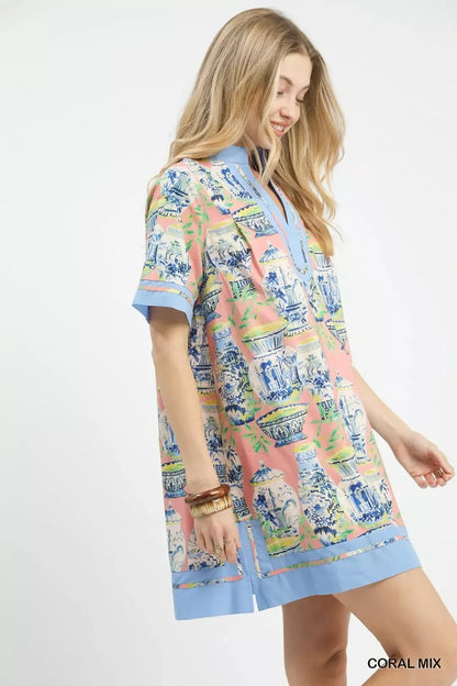 Umgee Mix Abstract Print Mini Dress - NORIVE