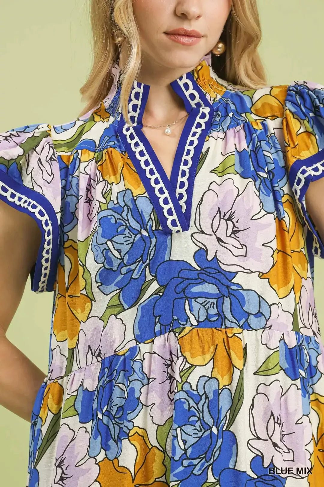 Umgee Mix Bold Floral Tiered Midi Dress - NORIVE