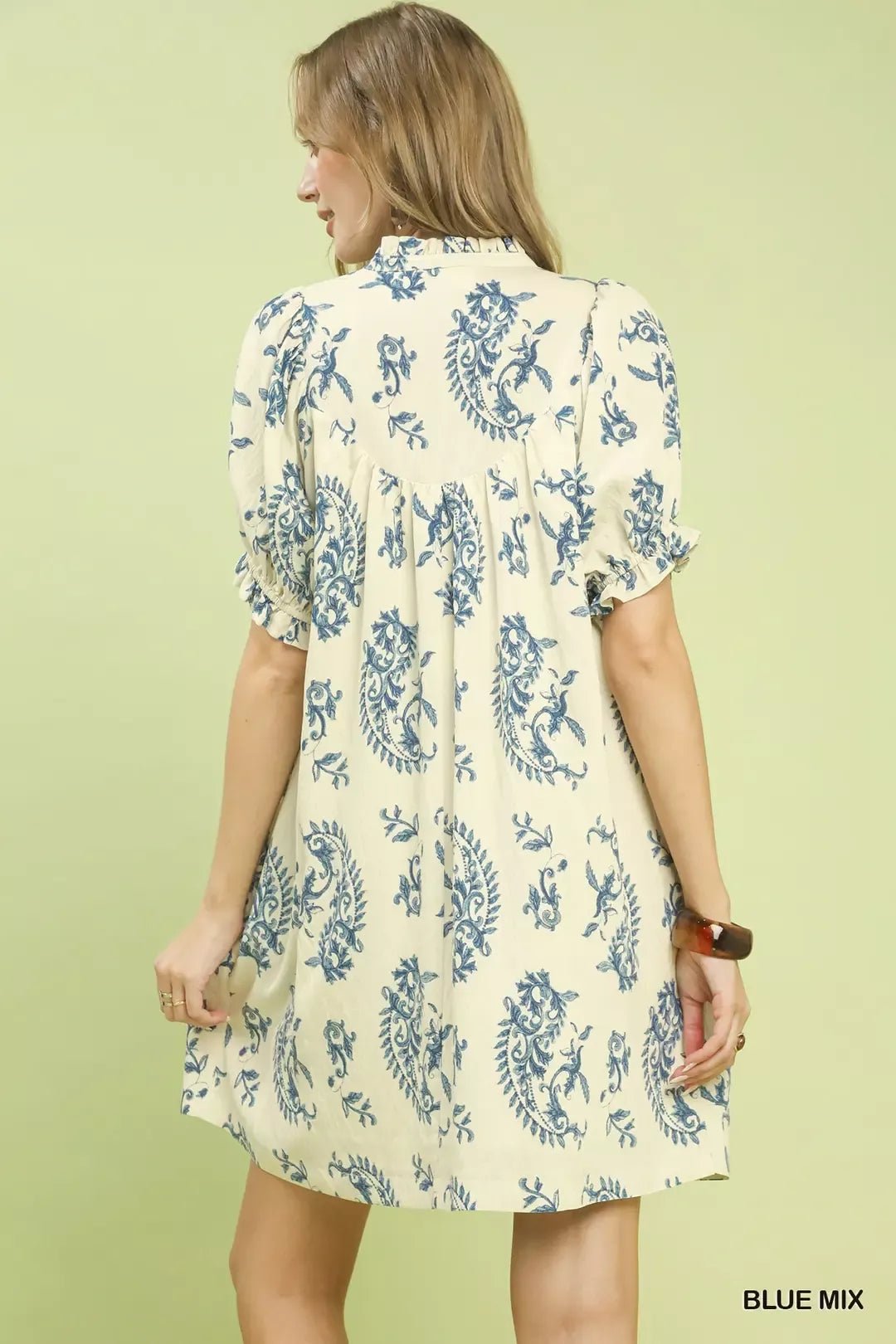Umgee Mix Paisley Scallop Trim Dress - NORIVE