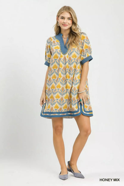 Umgee Mix Tile Print Mini Dress - NORIVE