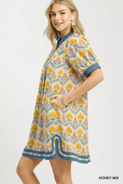Umgee Mix Tile Print Mini Dress - NORIVE