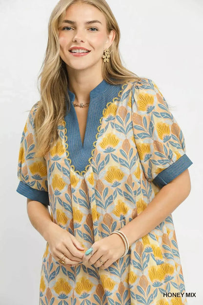 Umgee Mix Tile Print Mini Dress - NORIVE