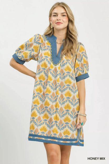 Umgee Mix Tile Print Mini Dress - NORIVE