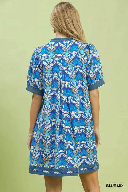 Umgee Mix Tile Print Mini Dress - NORIVE