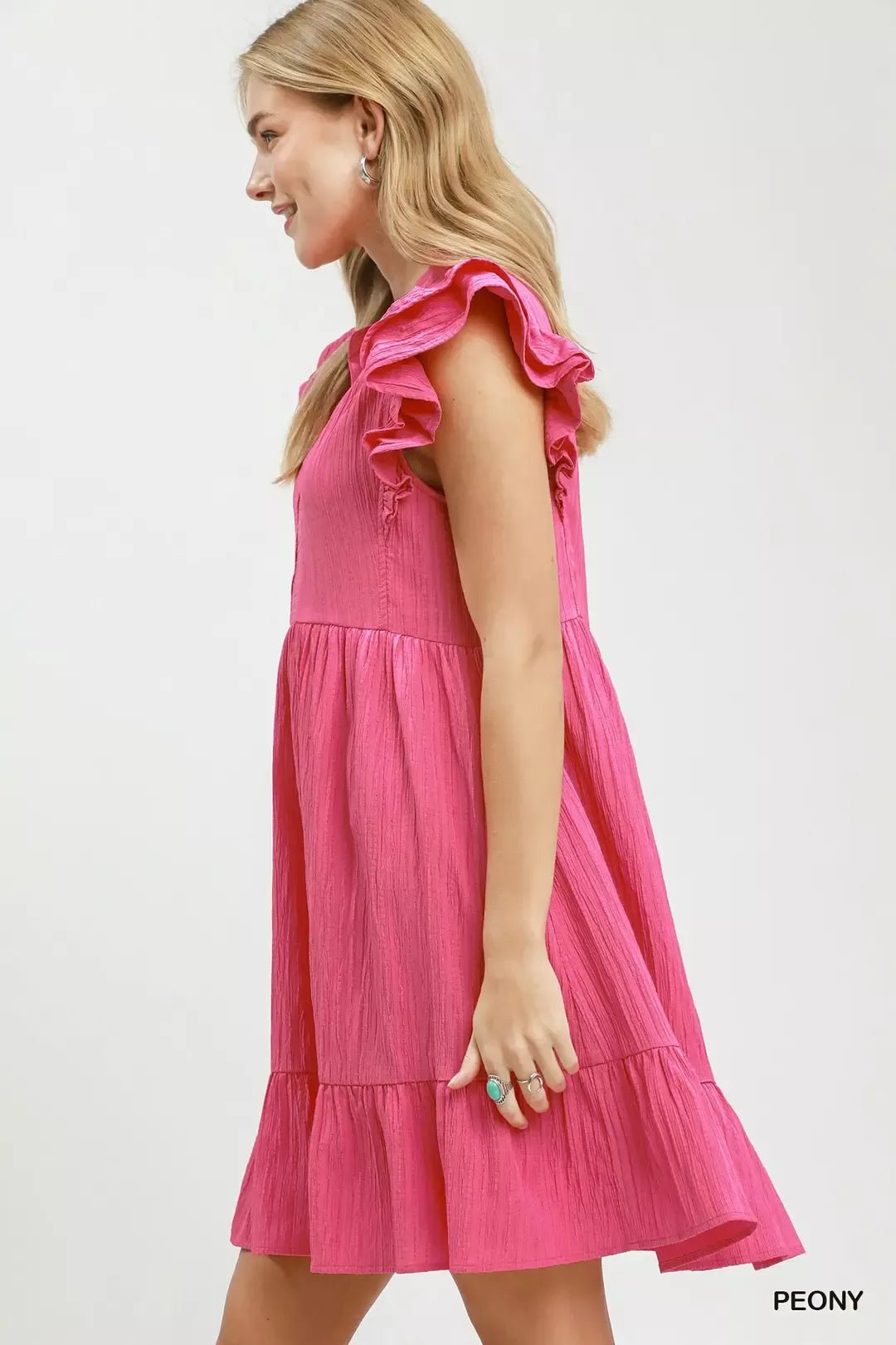 Umgee Ruffle Sleeve Babydoll Dress - NORIVE